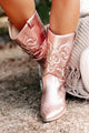 Buckle Babe Metallic Western Boots (Light Pink Metallic) - NanaMacs