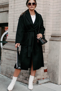 Braving The Cold Belted Trench Coat (Black) - NanaMacs