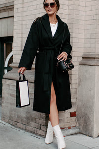 Braving The Cold Belted Trench Coat (Black) - NanaMacs