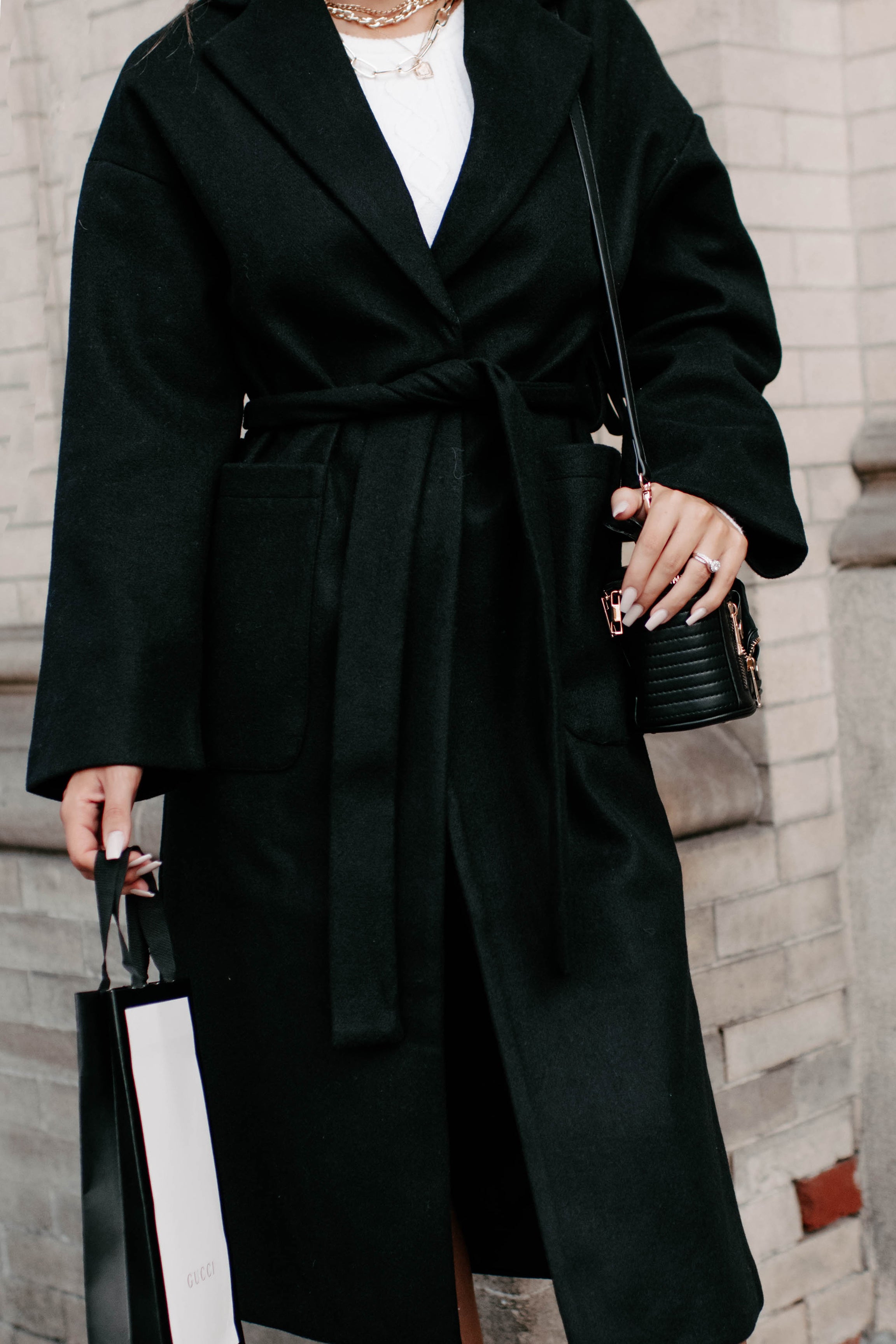 Braving The Cold Belted Trench Coat (Black) - NanaMacs