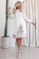Haisley Long Sleeve Smocked Floral Midi Dress (Off White) - NanaMacs