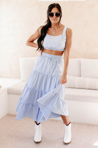 A Little Bit Sweet Gingham Two-Piece Set (Blue) - NanaMacs