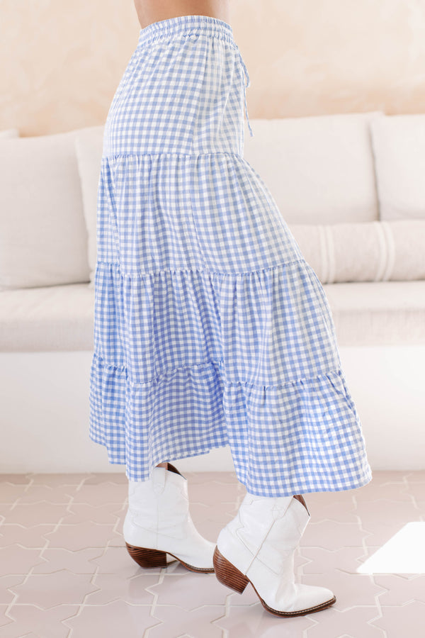 A Little Bit Sweet Gingham Two-Piece Set (Blue) - NanaMacs