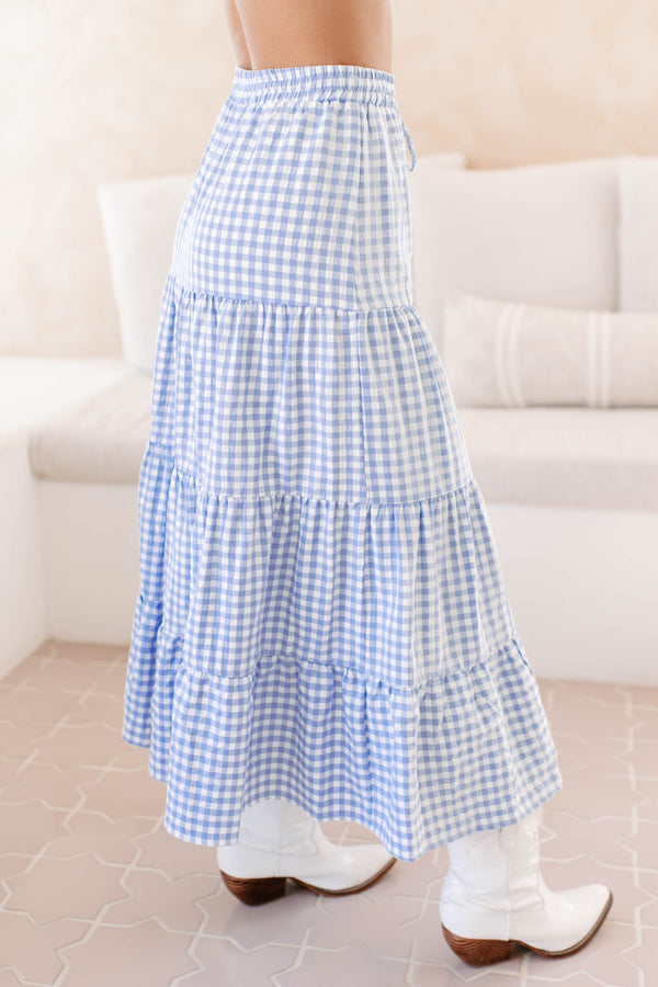 A Little Bit Sweet Gingham Two-Piece Set (Blue) - NanaMacs