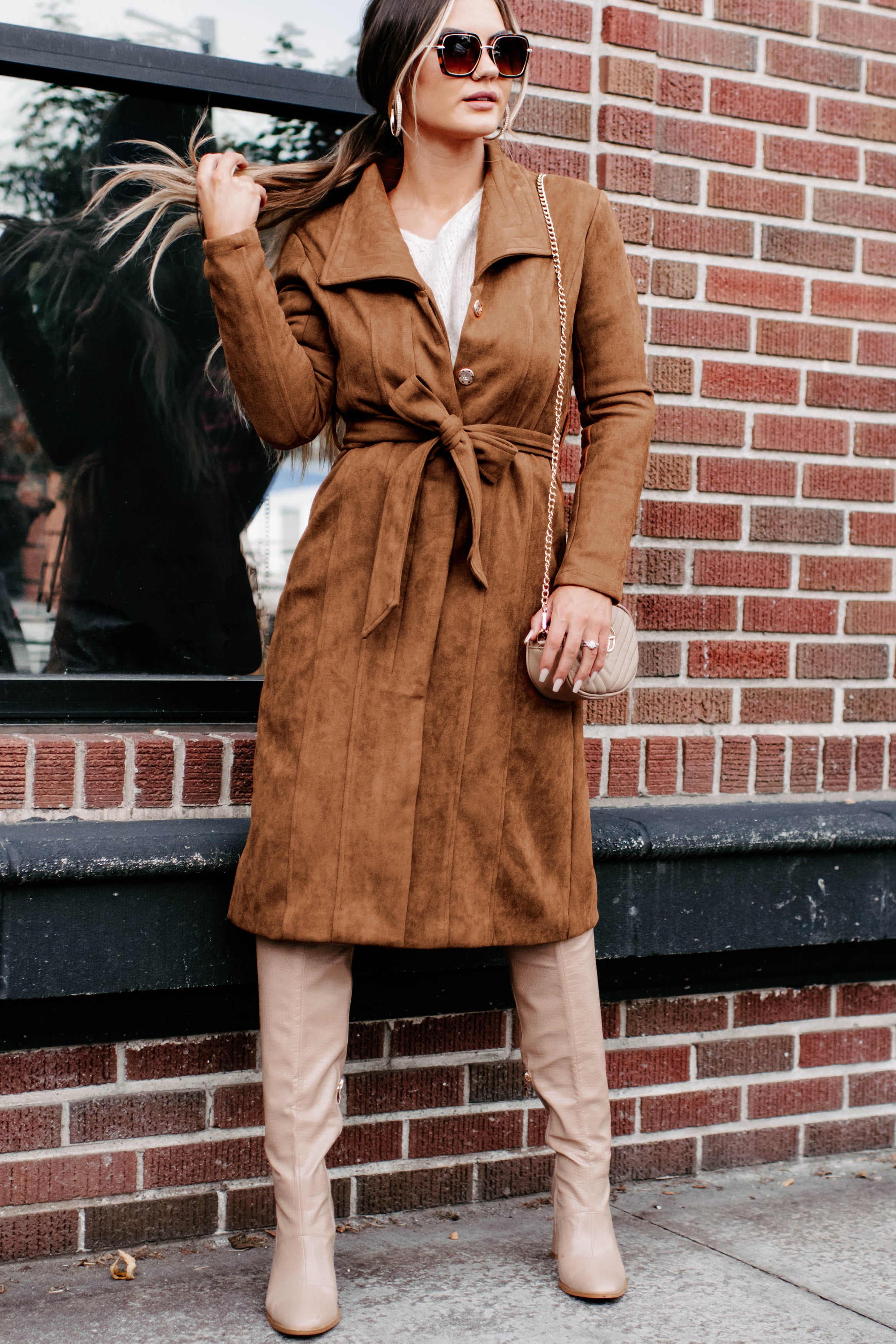 Camel suede 2025 trench coat