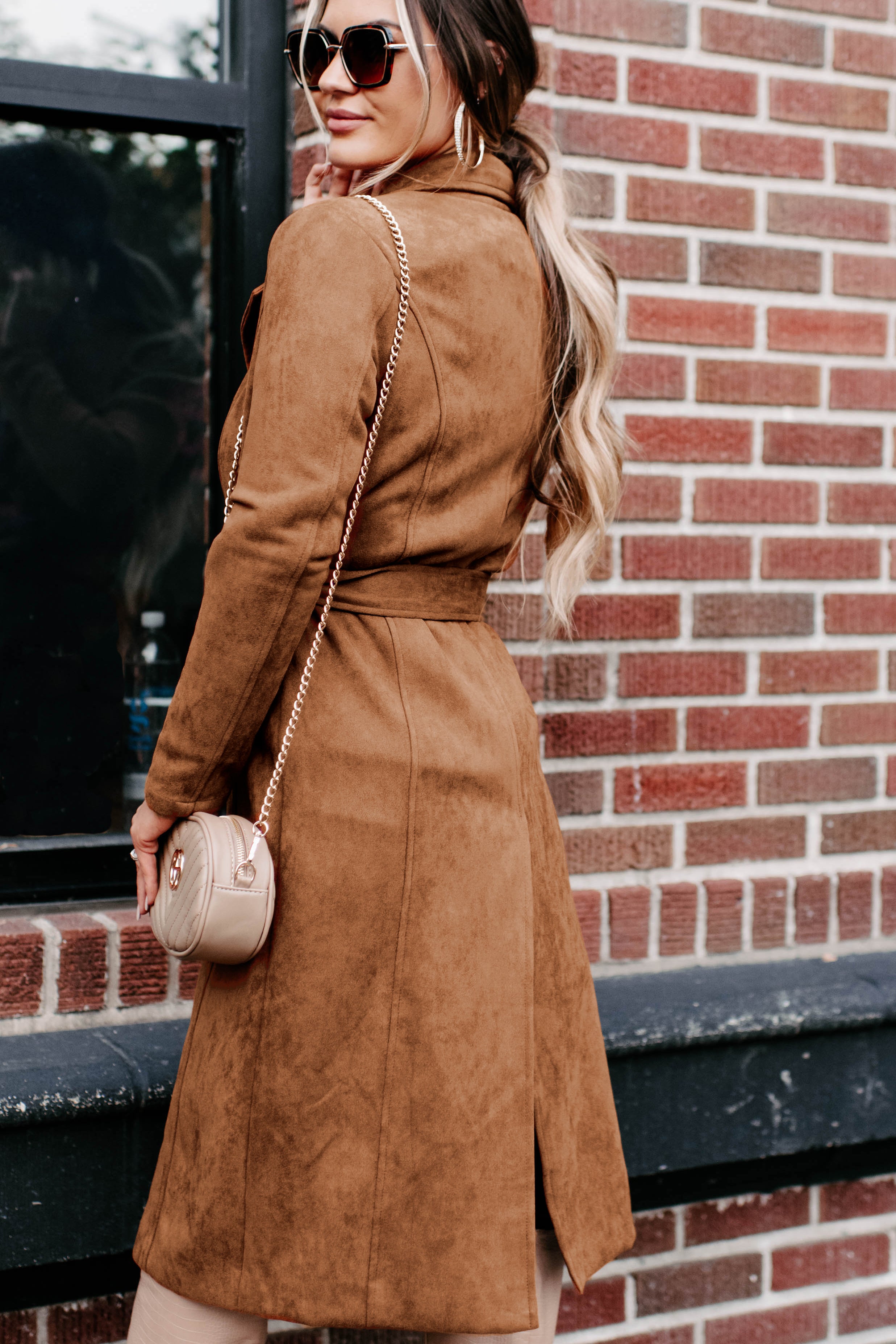 Camel suede 2025 trench coat