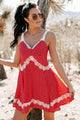 Sweet To The Core Floral Lace Babydoll Dress (Red) - NanaMacs