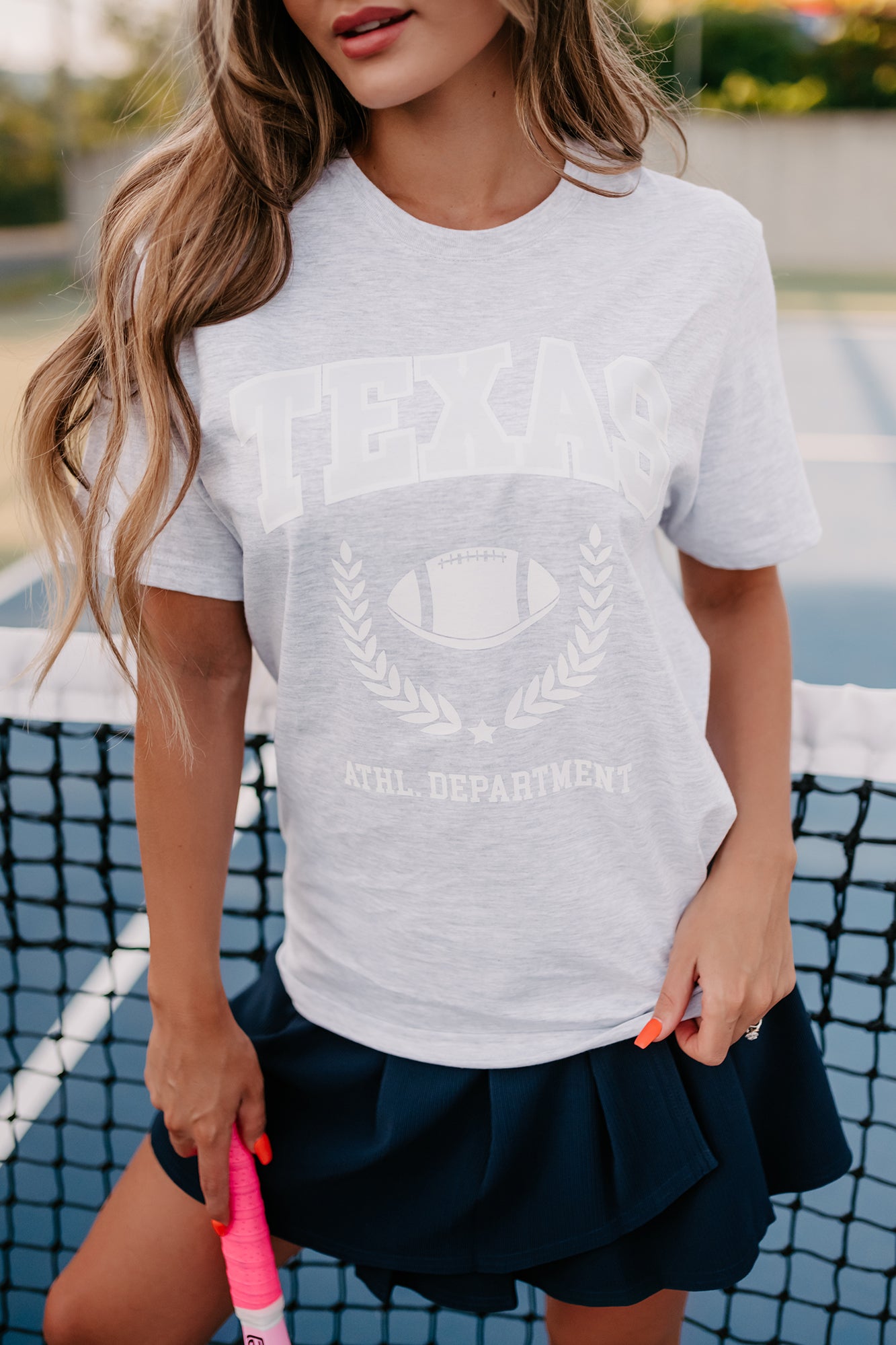 "Texas Athl. Department" Graphic T-Shirt (Ash Grey) - Print On Demand - NanaMacs