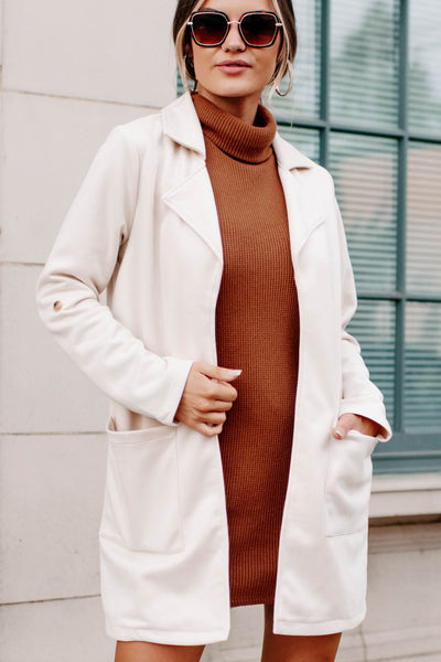 Lean On Me Collared Open Front Jacket (Ecru) - NanaMacs