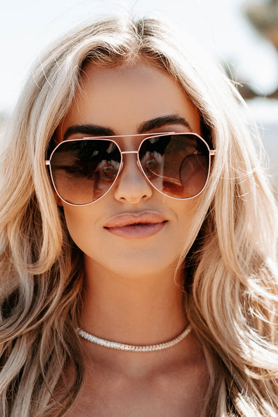 Doorbuster- Smoke & Mirrors Aviator Sunglasses (Rose Gold/Smoke/Pink) - NanaMacs