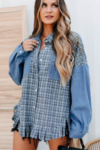 Keep On Coming Plaid Shacket (Blue) - NanaMacs