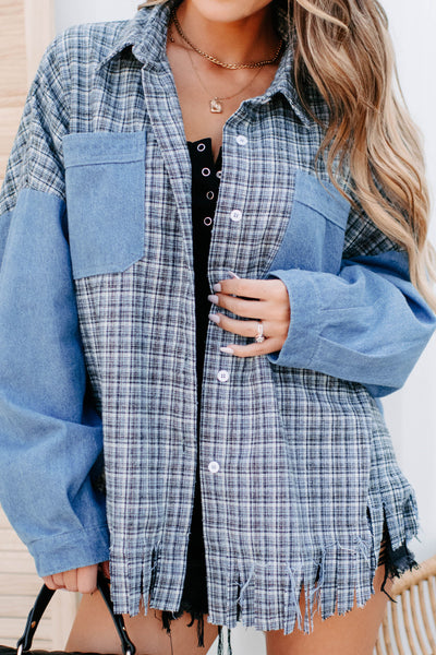 Keep On Coming Plaid Shacket (Blue) - NanaMacs