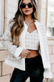 Gifted With Grace Houndstooth Fur Trimmed Jacket (Cream) - NanaMacs