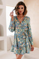 Finding My Passion Floral Wrap Dress (Dusty Green/Multi) - NanaMacs