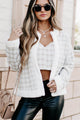 Gifted With Grace Houndstooth Fur Trimmed Jacket (Cream) - NanaMacs