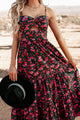 Like A Rose Floral Tiered Cut-Out Maxi Dress (Black) - NanaMacs