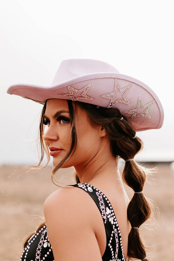 Star Studded Line-Up Rhinestone Star Cowboy Hat (Purple) - NanaMacs