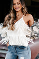 Ready To Rodeo Rhinestone Fringe Tank Top (Cream) - NanaMacs