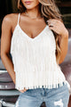 Ready To Rodeo Rhinestone Fringe Tank Top (Cream) - NanaMacs