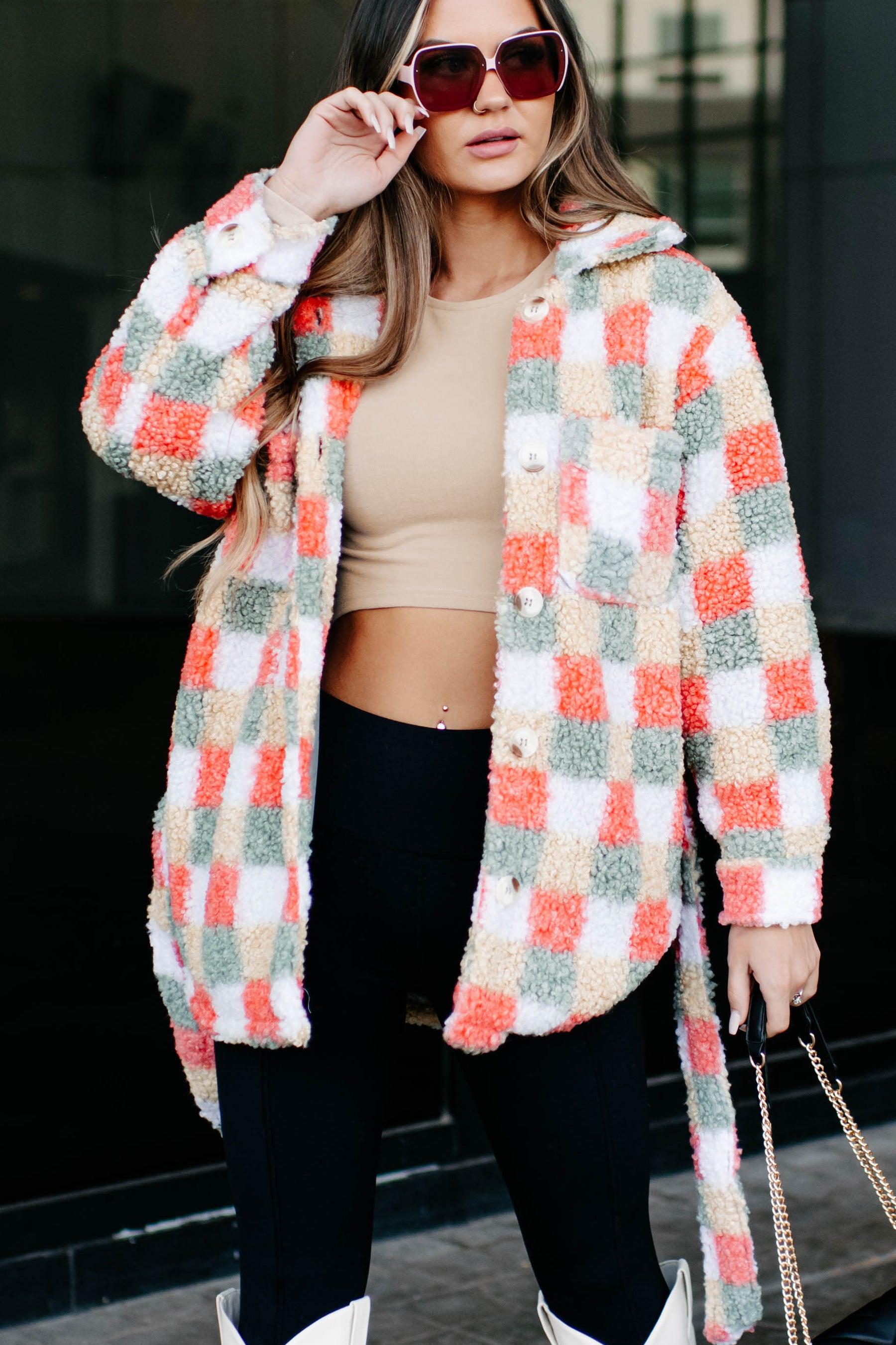 In A World Of Color Sherpa Jacket (Pink Multi) - NanaMacs