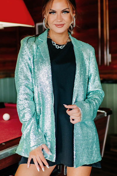 That's Showbiz Sequin Blazer (Aqua) - NanaMacs