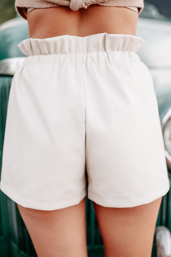 What You Admire Faux Leather Shorts (Beige) - NanaMacs