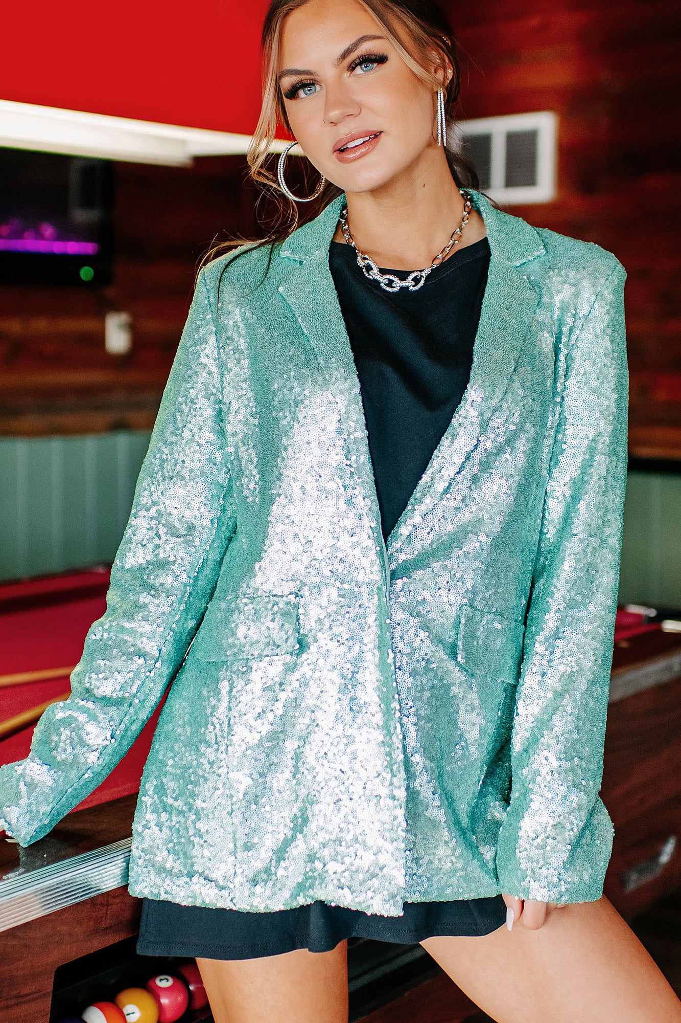 Green 2024 sequin blazer