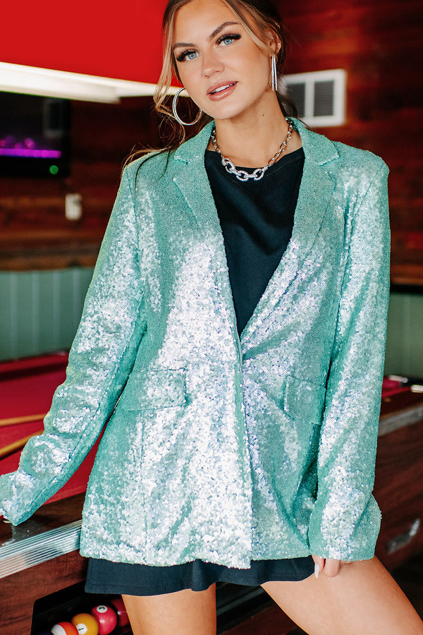 That's Showbiz Sequin Blazer (Aqua) - NanaMacs