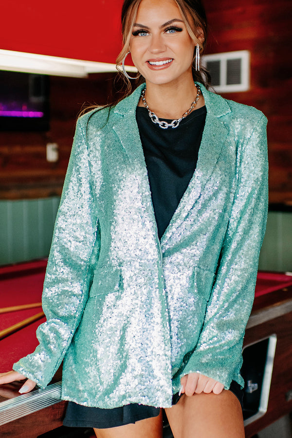 That's Showbiz Sequin Blazer (Aqua) - NanaMacs