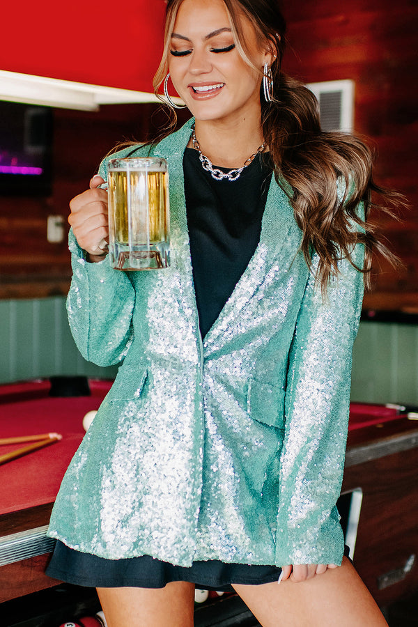 That's Showbiz Sequin Blazer (Aqua) - NanaMacs