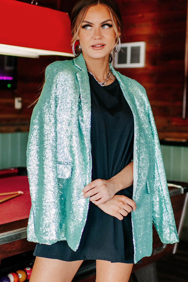 That's Showbiz Sequin Blazer (Aqua) - NanaMacs