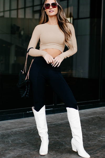 Feeling Fine High Waisted Front Slit Leggings (Black) - NanaMacs