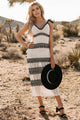 Come With Me Crochet Tie-Shoulder Maxi Dress (Off White/Black) - NanaMacs