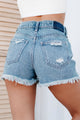 Summer Crush 90's High Rise Sneak Peek Distressed Denim Shorts (Medium Vintage) - NanaMacs