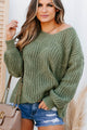 Captured Effortlessly Knit Sweater (Olive) - NanaMacs