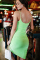 No Luck Needed Ruched Bodycon Dress (Neon Green) - NanaMacs