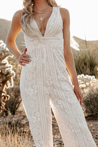 Celebrating Something Sleeveless Lace Jumpsuit (Ivory) - NanaMacs