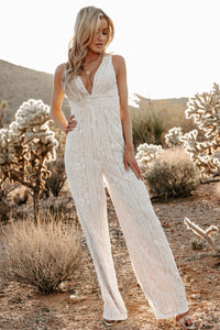 Celebrating Something Sleeveless Lace Jumpsuit (Ivory) - NanaMacs