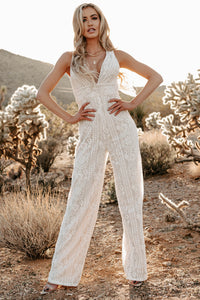 Celebrating Something Sleeveless Lace Jumpsuit (Ivory) - NanaMacs