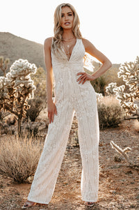 Celebrating Something Sleeveless Lace Jumpsuit (Ivory) - NanaMacs