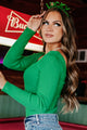 A Date With Destiny Ribbed V-Neck Sweater (Green) - NanaMacs