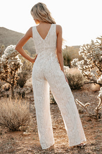 Celebrating Something Sleeveless Lace Jumpsuit (Ivory) - NanaMacs