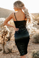 Can't Tell Me Nothing Satin Bustier Bodycon Dress (Black) - NanaMacs