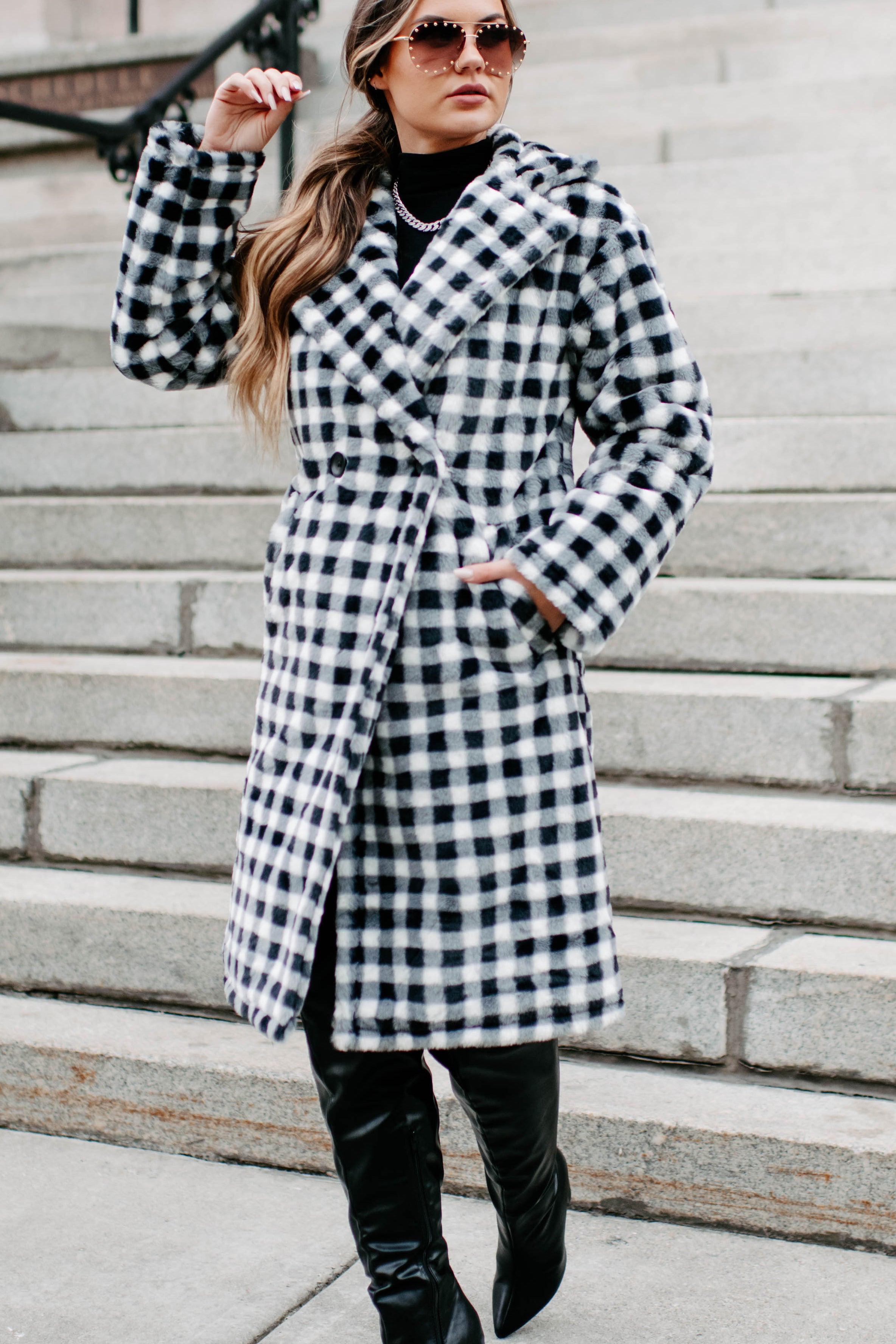 MISTREASS Big Plaid F&F Coat