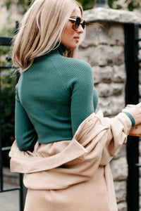 Leaning Onto Me Turtleneck Top (Hunter Green) - NanaMacs