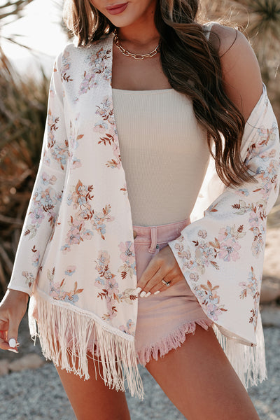 Gypsy Soul Fringed Floral Kimono (Ivory Combo) - NanaMacs