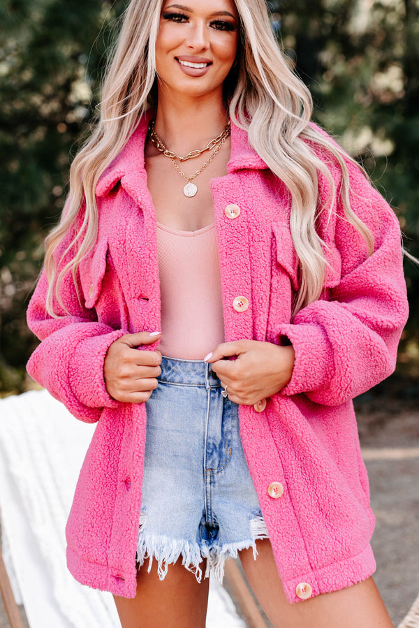 Heres To Today Sherpa Jacket (Pink) - NanaMacs