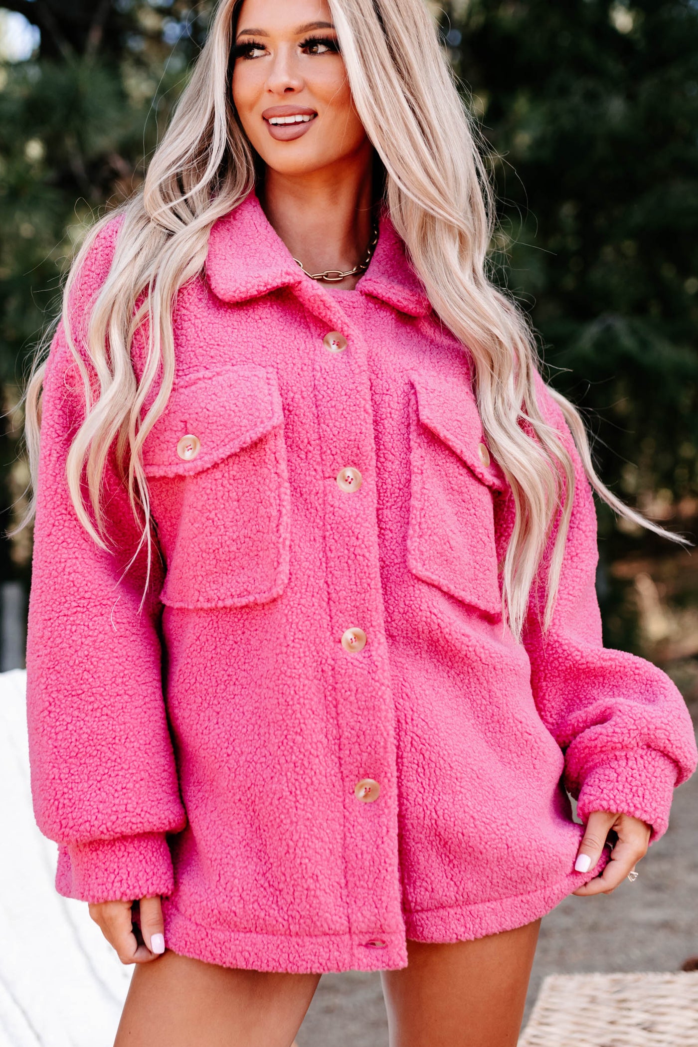 Heres To Today Sherpa Jacket (Pink) - NanaMacs