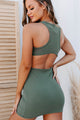 The Moment Is Mine Ribbed Cut-Out Bodycon (Olive) - NanaMacs