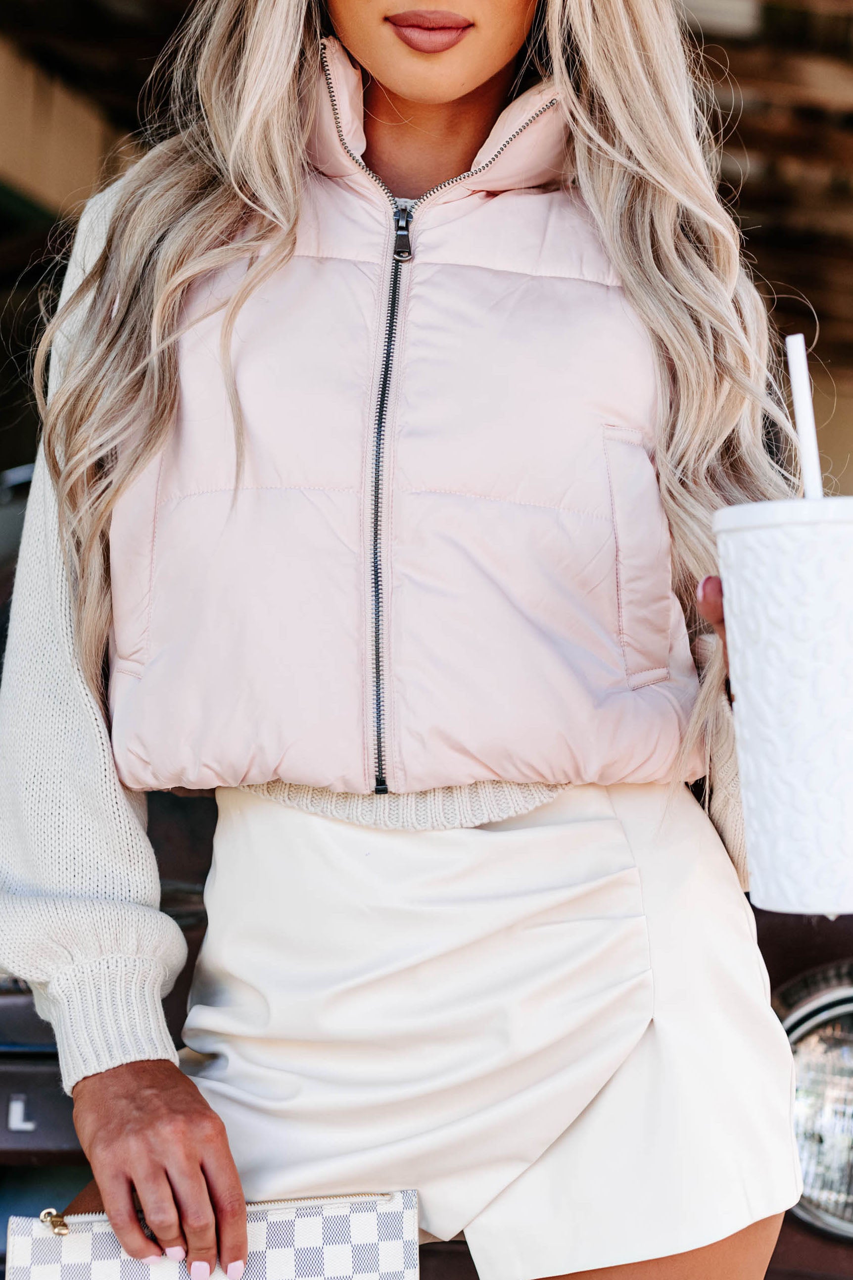 Whistler Welcome Cropped Puffer Vest (Blush) - NanaMacs
